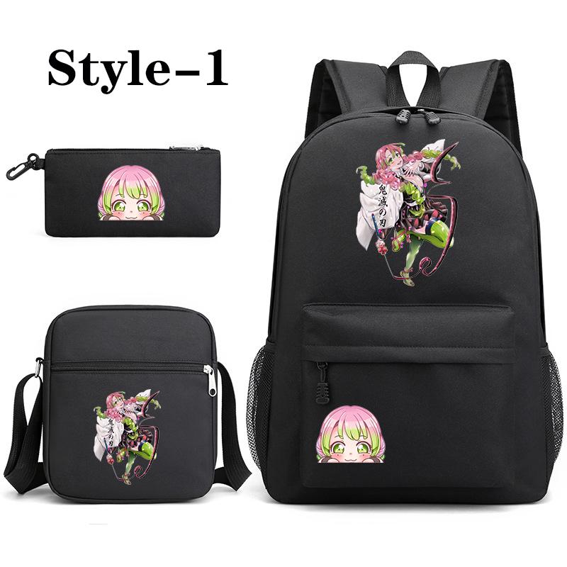 Niedlicher Kanroji Mitsuri 3-teiliger Rucksack Neuer Anime Kanroji Mitsuri Rucksack Umhängetasche Federmäppchen Schule 3-teiliger Rucksack