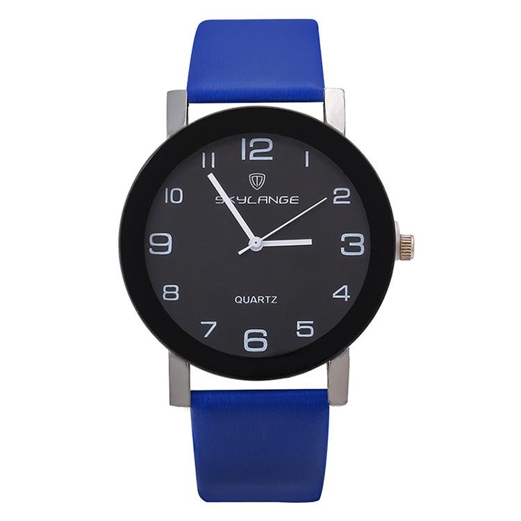 Damenmode Einfache Lederuhr Uhren Frauen Kleid Lässige Analoge Quarz-Armbanduhr blau