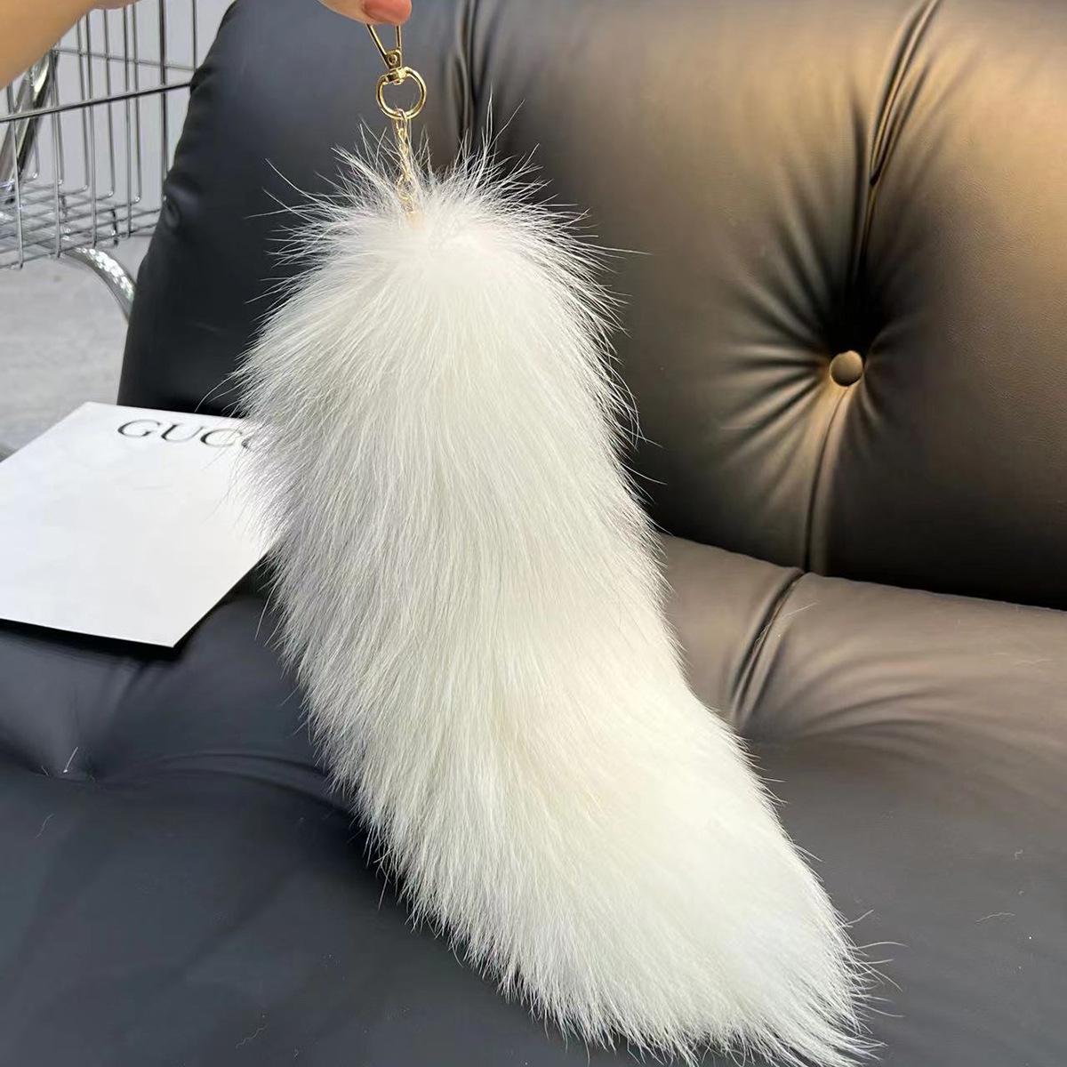 2025 Echter Fuchsschwanz Groß Lang Natürlicher Pelz Schwanz Schlüsselanhänger Anhänger Cosplay Schwanz Niedlicher Wolf Fuchsschwanz Pelz Auto Schlüsselanhänger Für Frauen