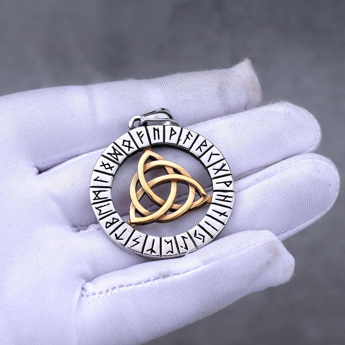 Vintage Viking Odin Rune Celtic Knot Halskette für Herren Edelstahl Mode Nordic Amulett Anhänger Halskette Schmuck Großhandel