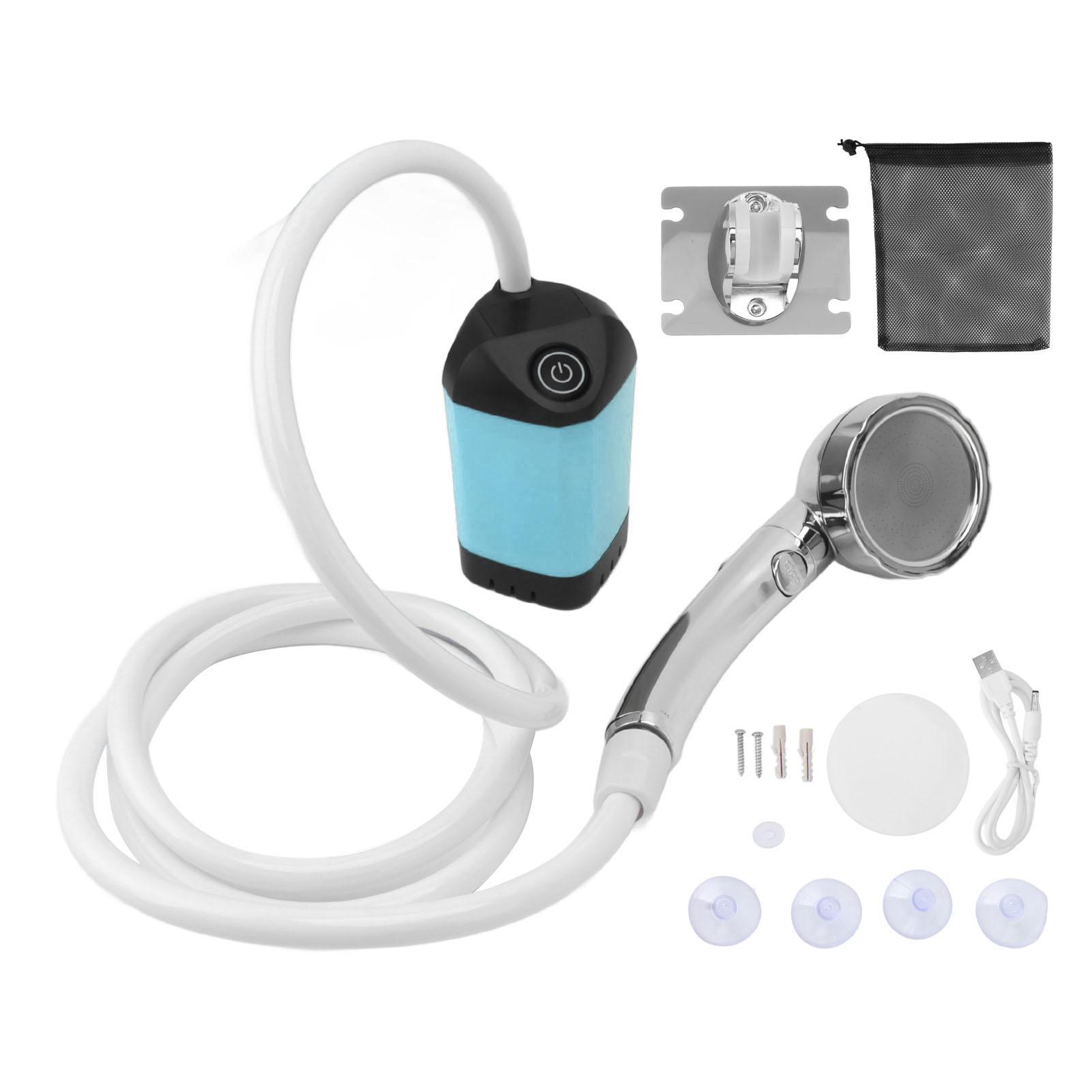 Tragbare Dusche Campingdusche 3 Stufen Einstellbar Outdoor Camp Dusche Pumpe Elektrisch Wiederaufladbar blau