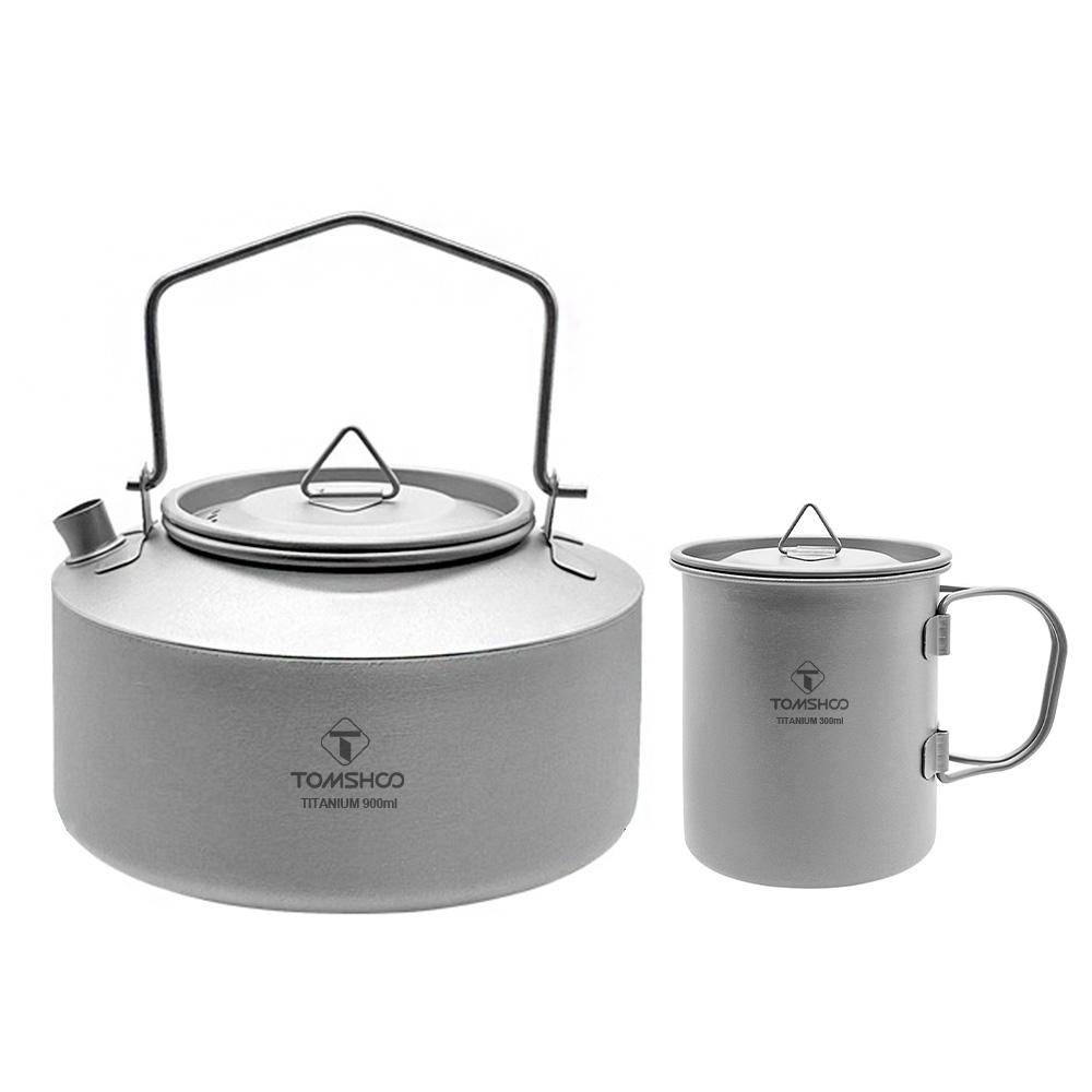 Camping Wasserkocher und Reise Becher Set Camp Wasserkocher für Kochendem Wasser Camping Tasse und Metall Tassen für 900ml kettle + 300ml mug (with lid)