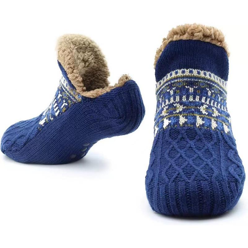 Neue Winter Bodensocken Hause Warme Frauen Männer Socken Schnee Socken Schlaf Teppich Socken Hausschuhe Socken Männer Rutschfeste Yoga Socken 46-48 saphirblau