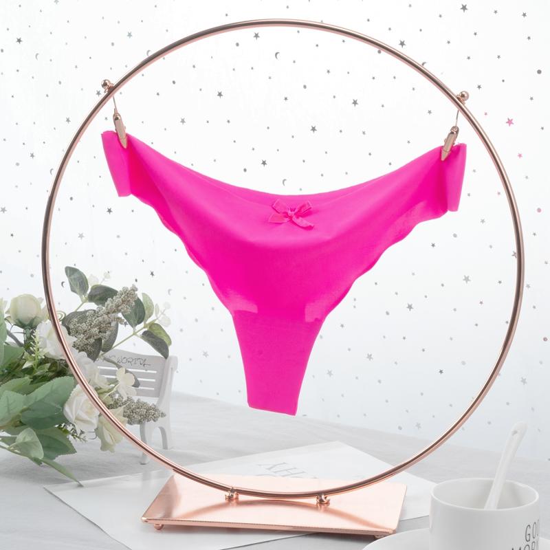Damen String Tanga aus Eisseide mit niedriger Taille, sexy G-String, Unterwäsche, Damenhöschen, nahtlose Dessous, Bikinihöschen XL rose rot