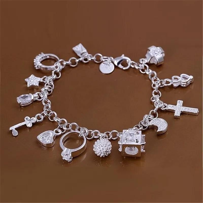 Armband Europäischen und Amerikanischen Silber Mode Dreizehn Anhänger Armband frauen Multi-Element Schmuck Einfachen Stil Armband Whol