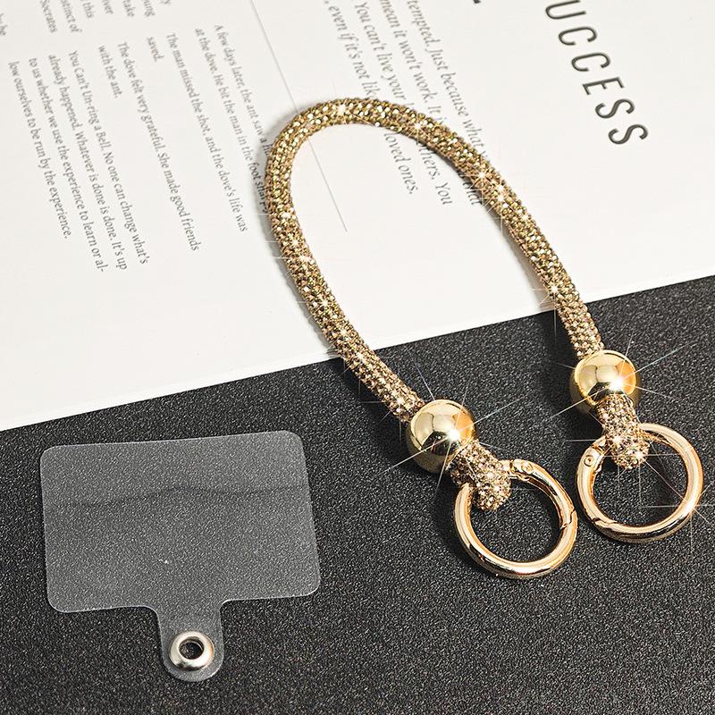 Heller Strass Handy-Lanyard Kristall Handyhülle Kettenriemen Handyzubehör Gold 30cm