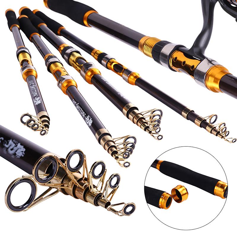 Sougayilang Angelruten Carbon 2,1–3,6 m Teleskopstange Spinnrute Süßwasser-Salzwasserangeln 3.0M