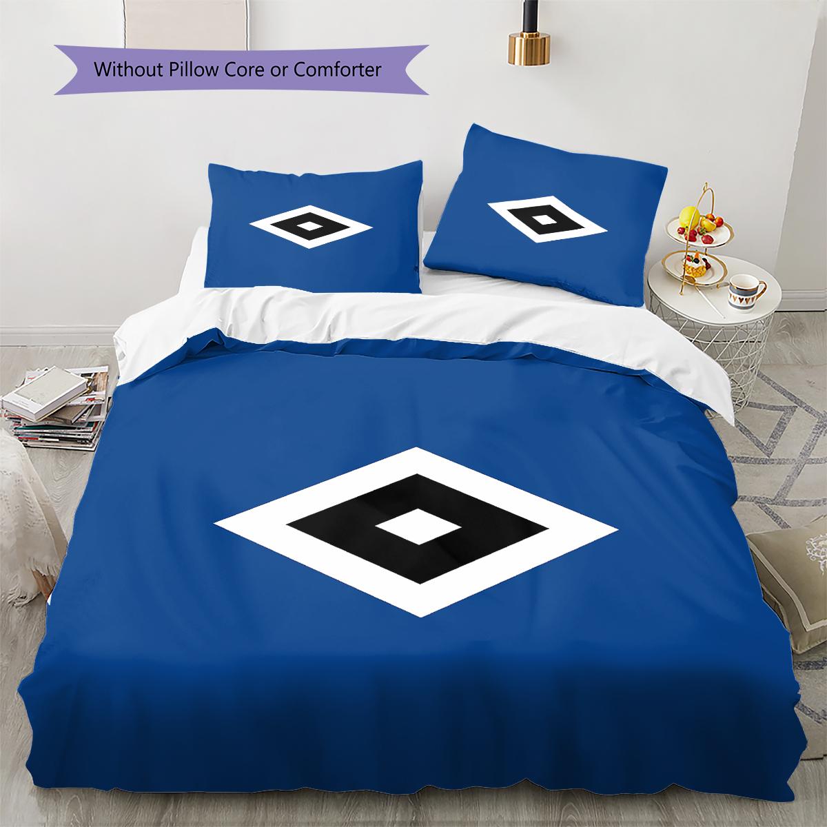 HSV Muster Bettwäsche, Steppbett Set Bettbezug Kissenbezug Zuhause Geburtstagsgeschenk (1 Bettbezug + 2 Kissenbezüge, ohne Füllung) 155x200cm