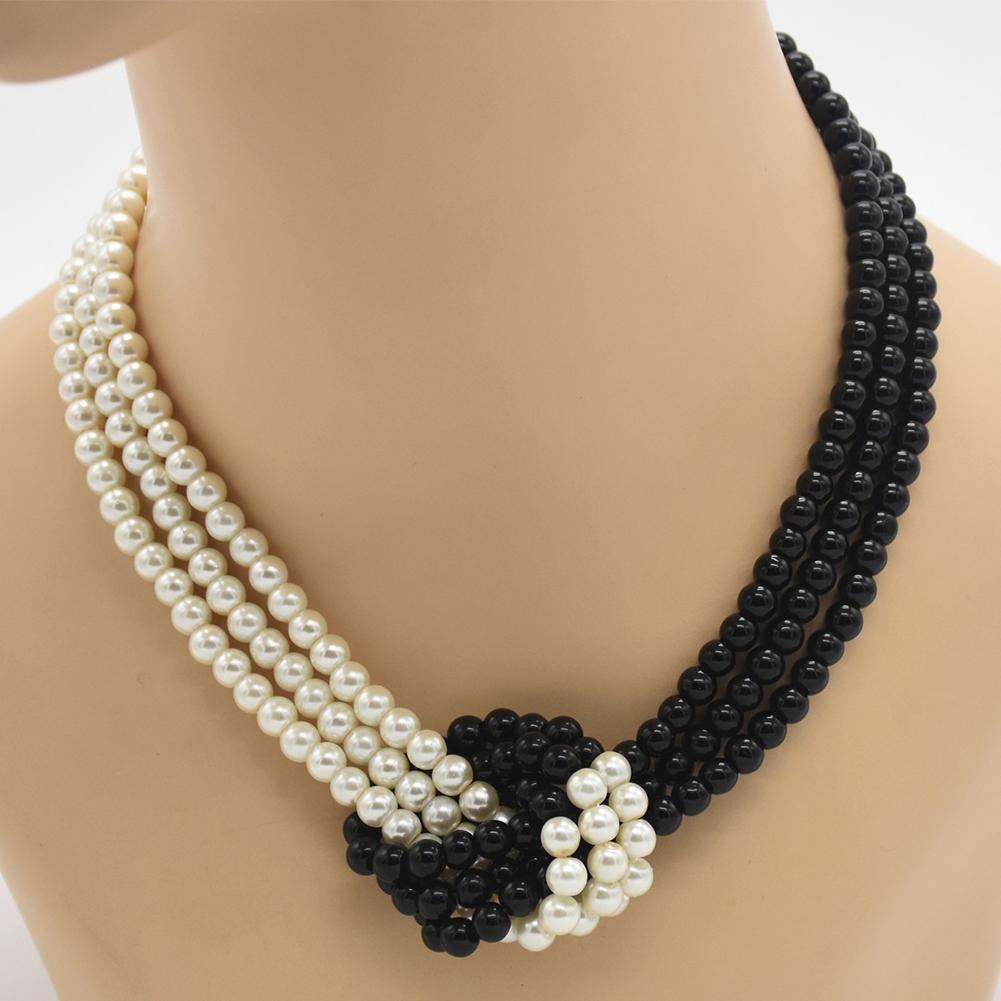 Kurze Damen-Halskette, unabhängiges Original, zweifarbige Halskette in Schwarz und Weiß, Damenbekleidung, Wilder Schmuck KTJ