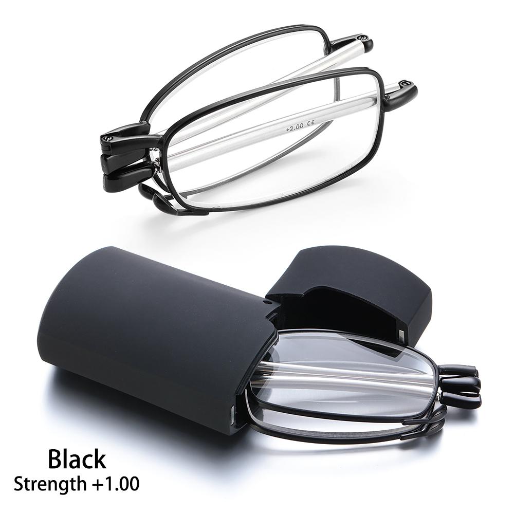 Tragbare Teleskopbeine Inklusive Brillenetui Faltbare Lesebrille Altersweitsichtigkeit Brille Black (Strength 1.00)