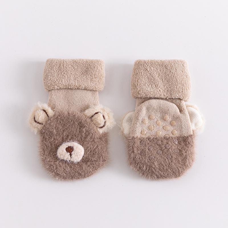 Kleinkind Socken Neugeborenen Baby Winter Dicke Herbst Terry Baumwolle Mädchen Kleinkind Skidproof Boden Socken Kinder Cartoon Socken M licht kaffee