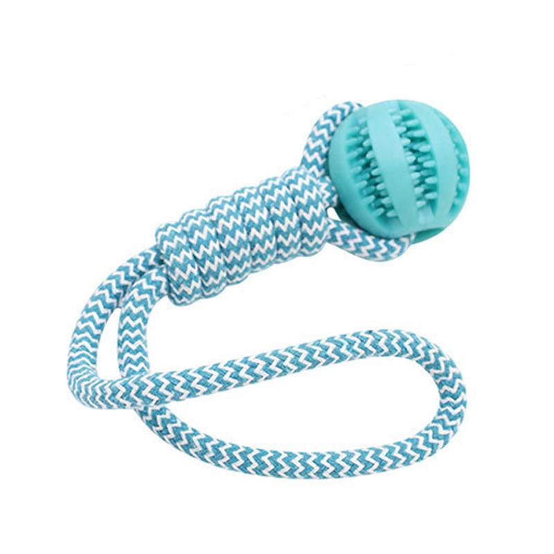 Leckende Bälle aus Gummi für Haustiere, Spielzeug für kleine und große Hunde, Leckerli-Bälle mit Seil, Kauspielzeug für Welpen, bissfestes Spielzeug, Hundezubehör Ball 5cm blau