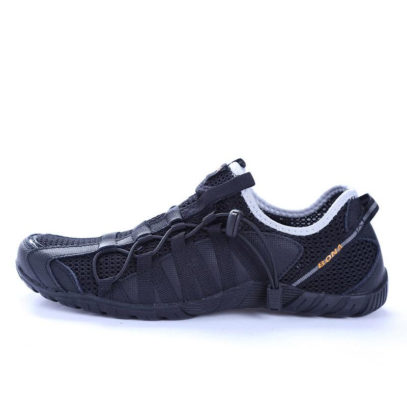 BONA Neue Beliebte Stil Männer Laufschuhe Schnüren Sportschuhe Outdoor Walkng Jogging Turnschuhe Bequeme 44 schwarz