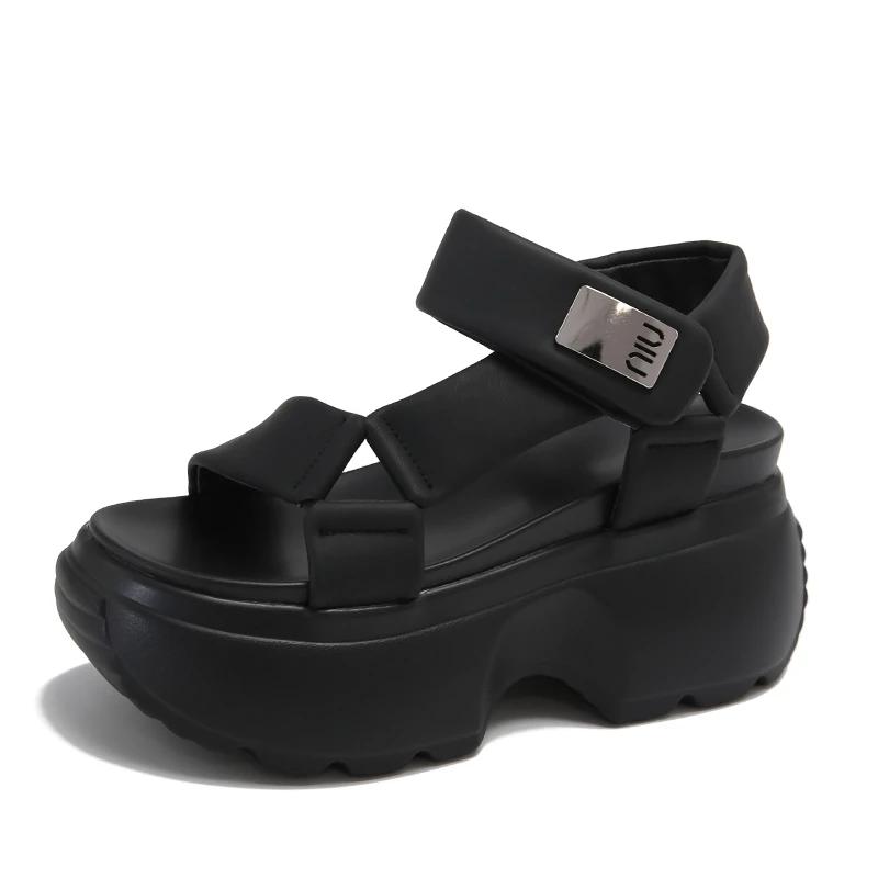 Mode Sommer Damen Sandalen Mode Dicke Sohle Römische Damenschuhe Neu Lässig Damen Anti-Rutsch Damen Schuhe Keilabsätze Plateausandalen 34 schwarz