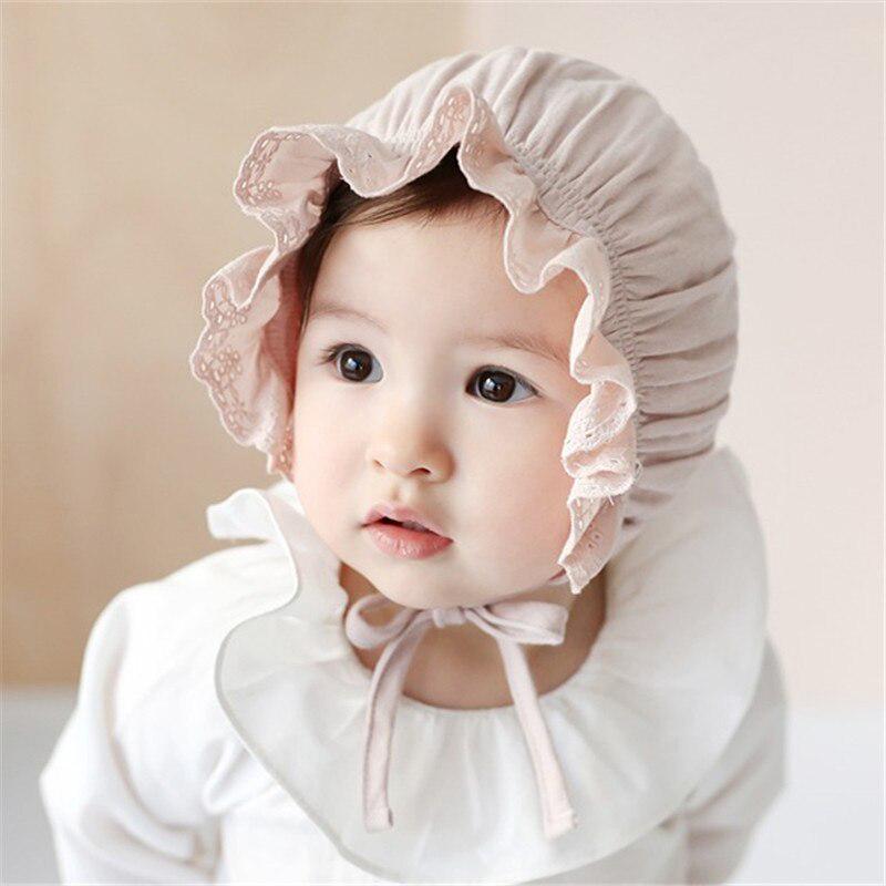 Spitze Neugeborenen Baby Hut Nette Baumwolle Kinder Baby Mädchen Hut Kappe Prinzessin Infant Kleinkind Baby Motorhaube rosa