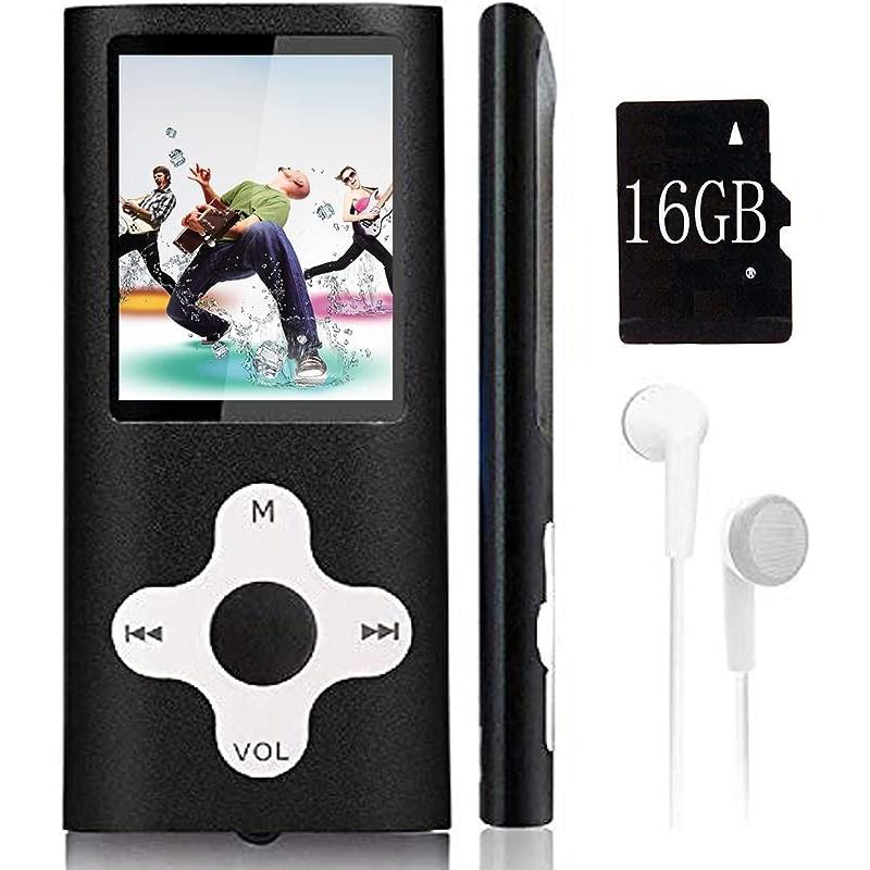 MP3-Player, Musik-Player mit einer 16-GB-Speicherkarte, tragbarer digitaler Musik-Player/Video/Sprachaufzeichnung/UKW-Radio/E-Book-Reader/Fotobetrachter/1,8 schwarz