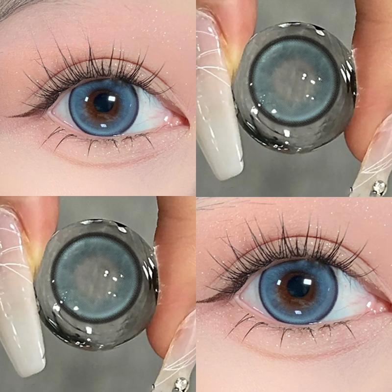 MillCreek 2 Stück Kontaktlinsen mit weicher Linse der Güteklasse 14,0 MM Grau Natürlich Bequem Koreanisches Idol Kontaktlinsen Augen Make-up -3.50 blau