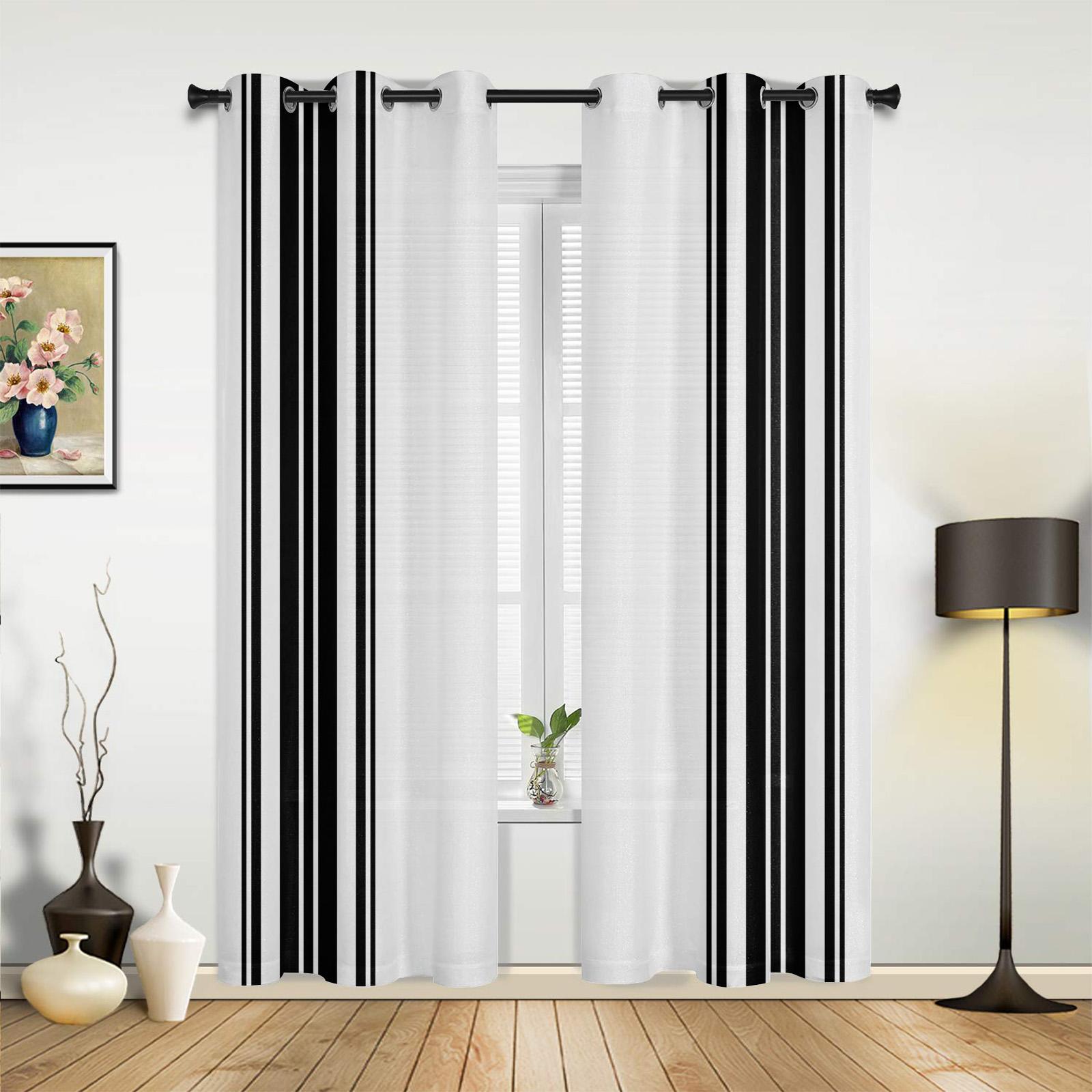 Schwarze Streifen Luxus Fenster Vorhang für Wohnzimmer Schlafzimmer Home Decor Küche für Fenster Vorhänge 135W x 245H(cm) x2
