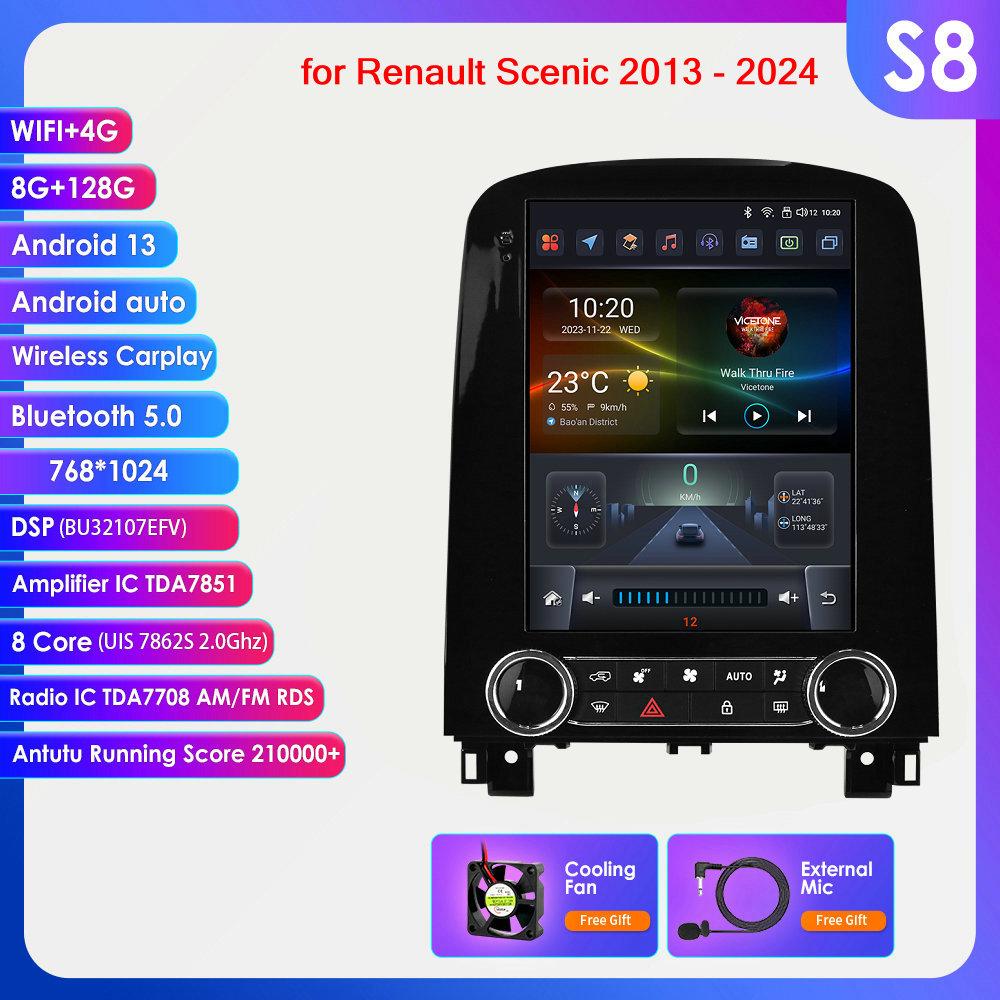 Hizpo 9,7 Zoll Tesla Style Carplay 4G 2Din Android Autoradio für Renault Scenic 2013 - 2024 Multimedia Video Player GPS DSP Autoradio Intelligenter Bildschirm S8 8Core 8G 128G