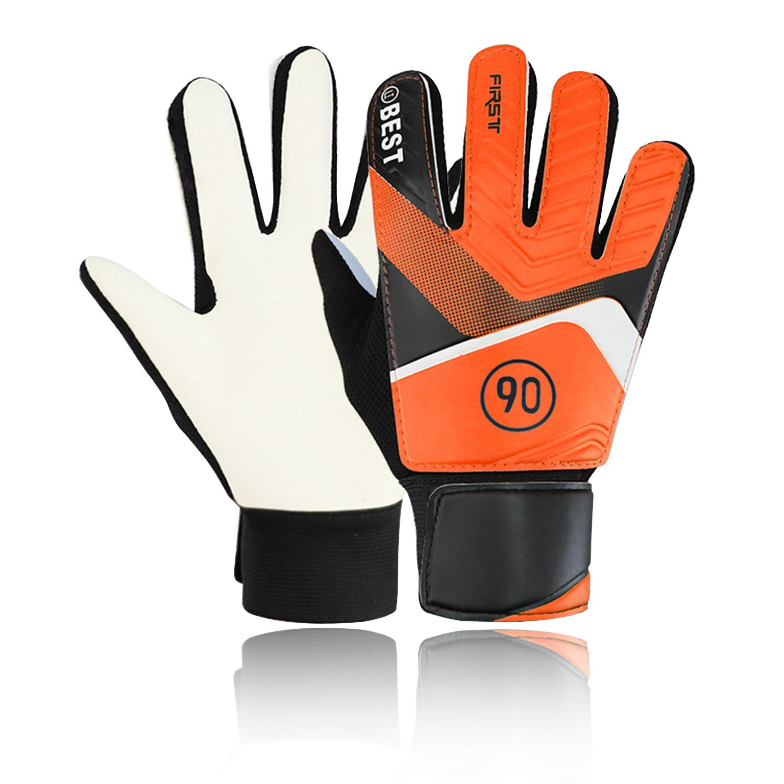 (Qunide) Kinder-Fußballhandschuhe für Kinder und Jugendliche, Latex, rutschfester Schutz, Fußball-Torwarthandschuhe, Geschenke für Kinder 6 orange