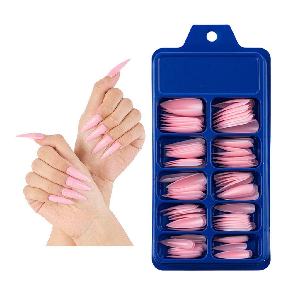 Vollständiger Stil Acryl Maniküre Schönheitswerkzeuge DIY Lange Stiletto-Fingernägel Falsche Nagelspitzen 04