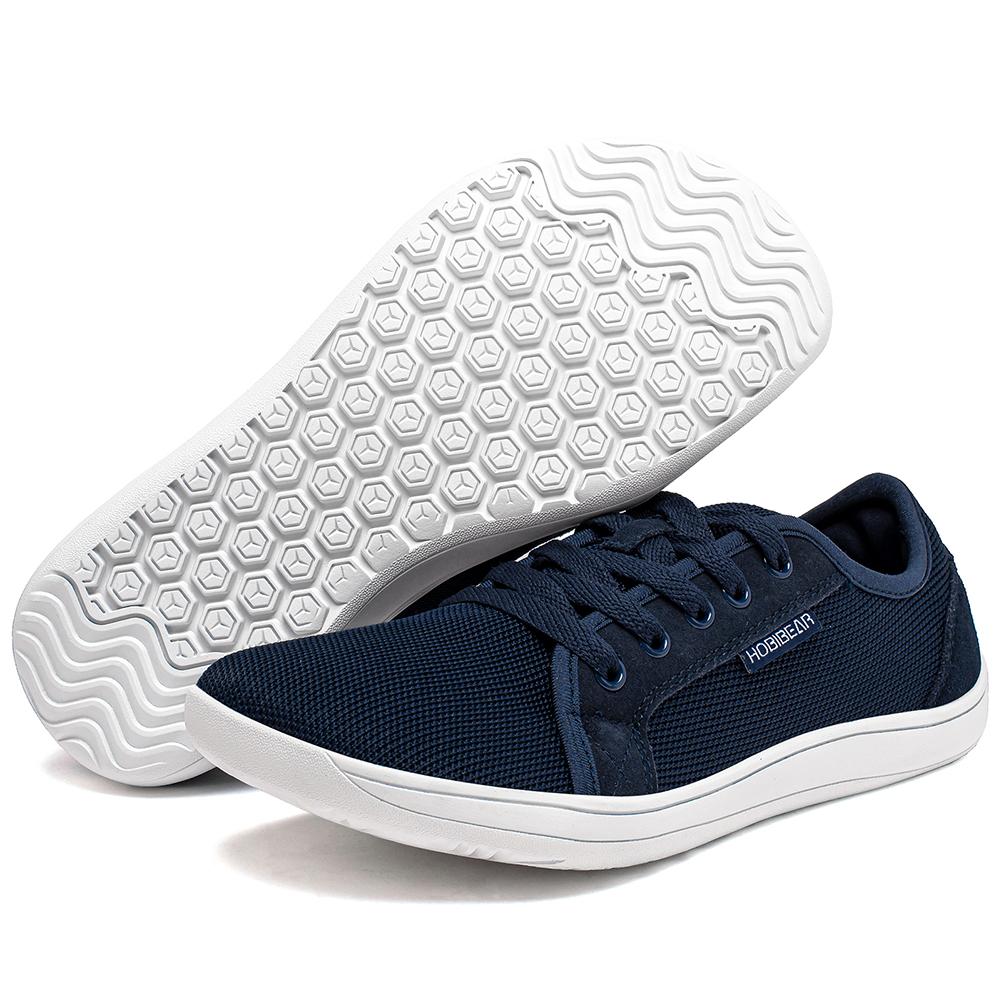 Hobibear Weite Barfußschuhe Für Unisex Outdoor Laufen Zero Drop Freizeitsneaker Minimalistische Schuhe 44 navy blau