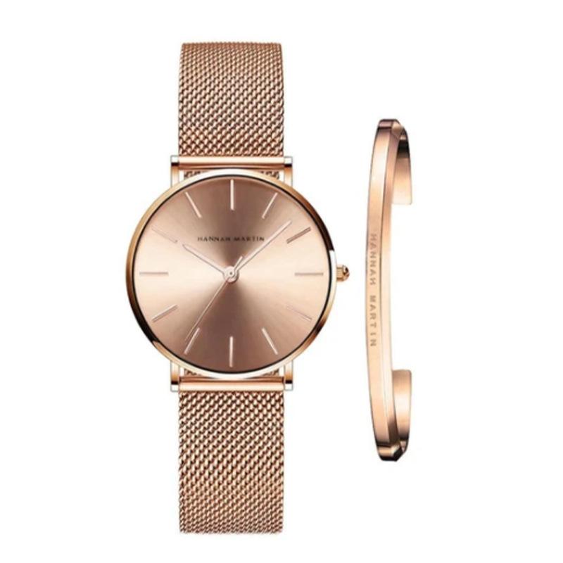 Hannah Martin Damen-Quarzuhren, Armband, Japan, Top-Luxusmarke, Damenmode, Freizeituhr für Damen-Armbanduhren rose gold