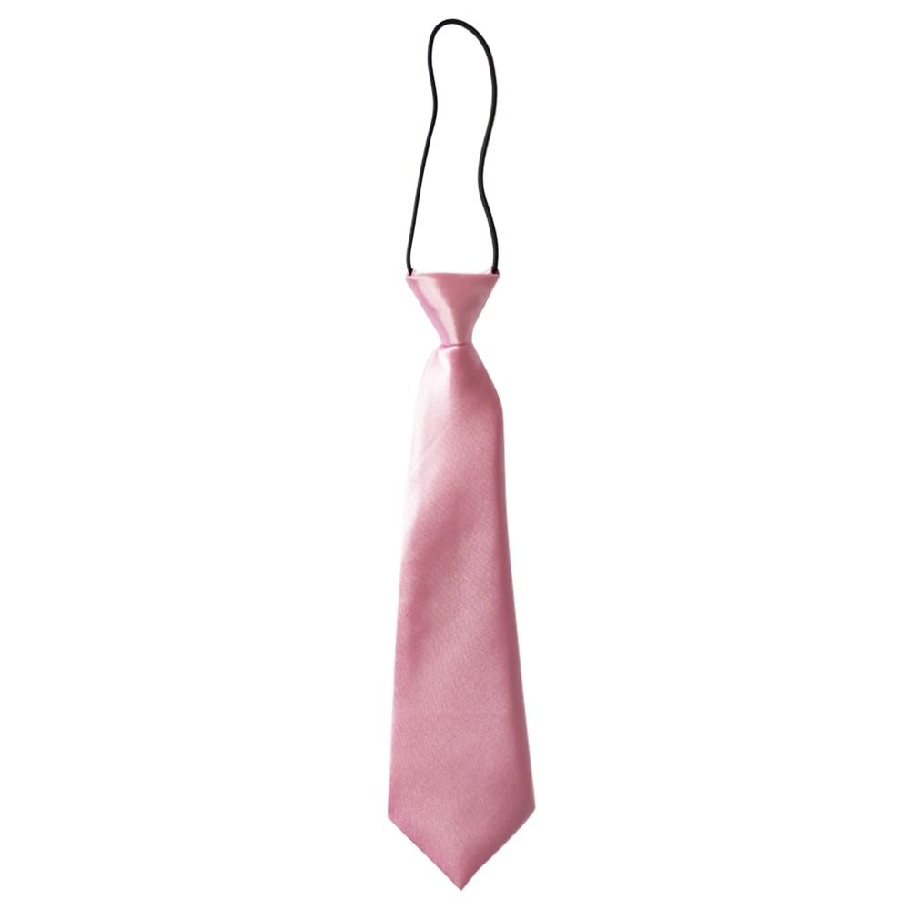 Einheitliche Farbe Kurzer Stil Klassische Satin Elastischer Halskrawatte Keine Kleine Krawatte Hochzeit Schule Kinder Krawatte hellrosa