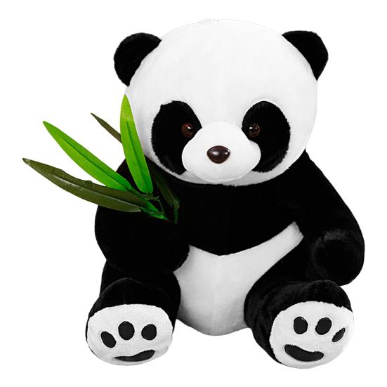 Panda-Plüschpuppe, Kontrastfarbe, realistisch, vollständig gefüllt, Bambusblatt, weich, Heimdekoration, exquisites molliges Sofa, Panda-Kissen, Spielzeug, Kinderspielzeug 18cm