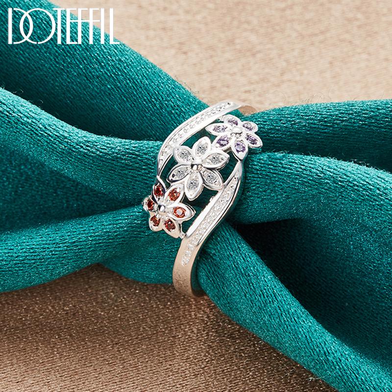 925 Sterling Silber Blumenring Modeschmuck