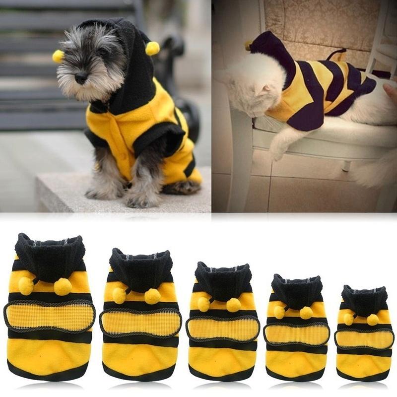 Bee Haustier Welpen Mantel Bekleidung Outfit Fleece Kleidung Hund Katze Hoodie Phantasie Kostüm Halloween Cosplay Pullover Hund Hoodies XXL gelb