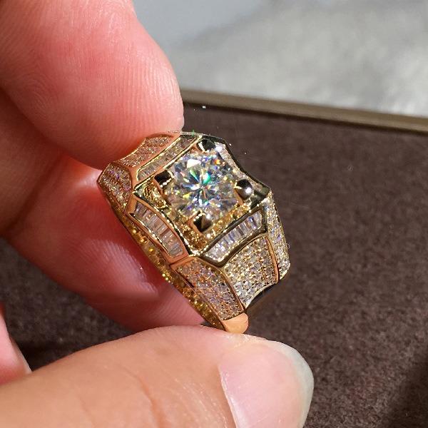 18 Karat Weißgoldring Europäischer und amerikanischer Luxus-Bankett-Verlobungsringe für Männer und Frauen No.8 brown