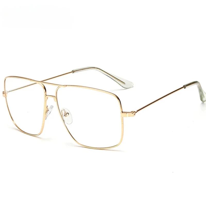 Neueste Vintage Goldlegierung Rahmen Brille Herren Damen Sonnenbrille Vintage Quadratisch Optische Linse Augen Brille Nerd Klare Linse Brillen Oculos beige