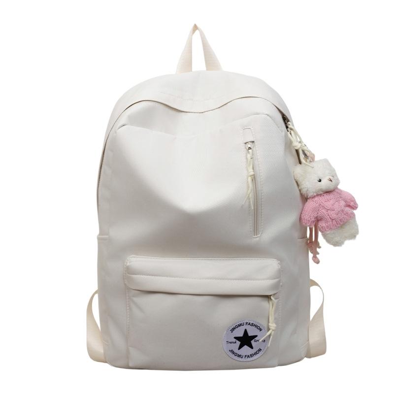 Schultasche Neuer Einfacher Rucksack Mode Mittel- und Oberschüler Schultasche Leicht Lässig Vielseitig Campus Rucksack Großhandel with accessories weiß