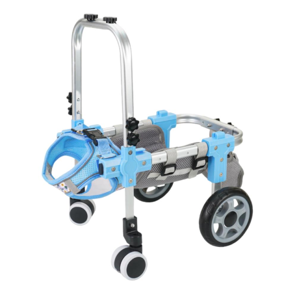 Leichter Aluminium-Haustier-Mobilitätswagen Verstellbarer Haustier-Rehabilitationsrollstuhl Haustier-Mobilität L-Blue four wheels