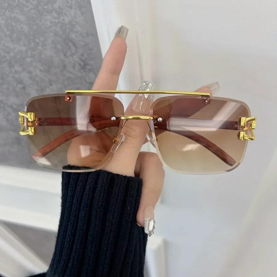 Bunte Quadratische Sonnenbrillen Damen Herren Randlose Sonnenbrillen Weiblich Männlich Designer Marke Unisex Reise Outdoor Oculos De Sol Other