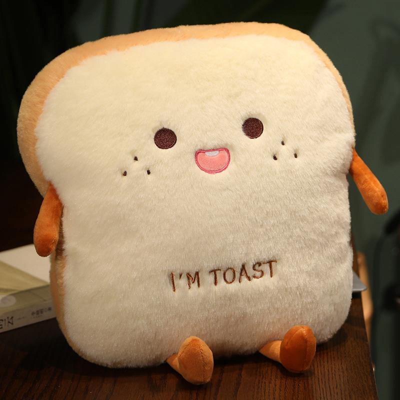 Plüsch Toast Kissen Niedliches Brot Stofftier Simulation Essen Plüschtier Weich Warm Handkissen Kissen Heimdeko Kinderspielzeug Geburtstagsgeschenk beige