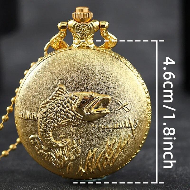Beste Geschenke Luxus Gold Quarz Taschenuhr Design Fische Halskette Anhänger Taschenuhr Uhr für Herren Damen