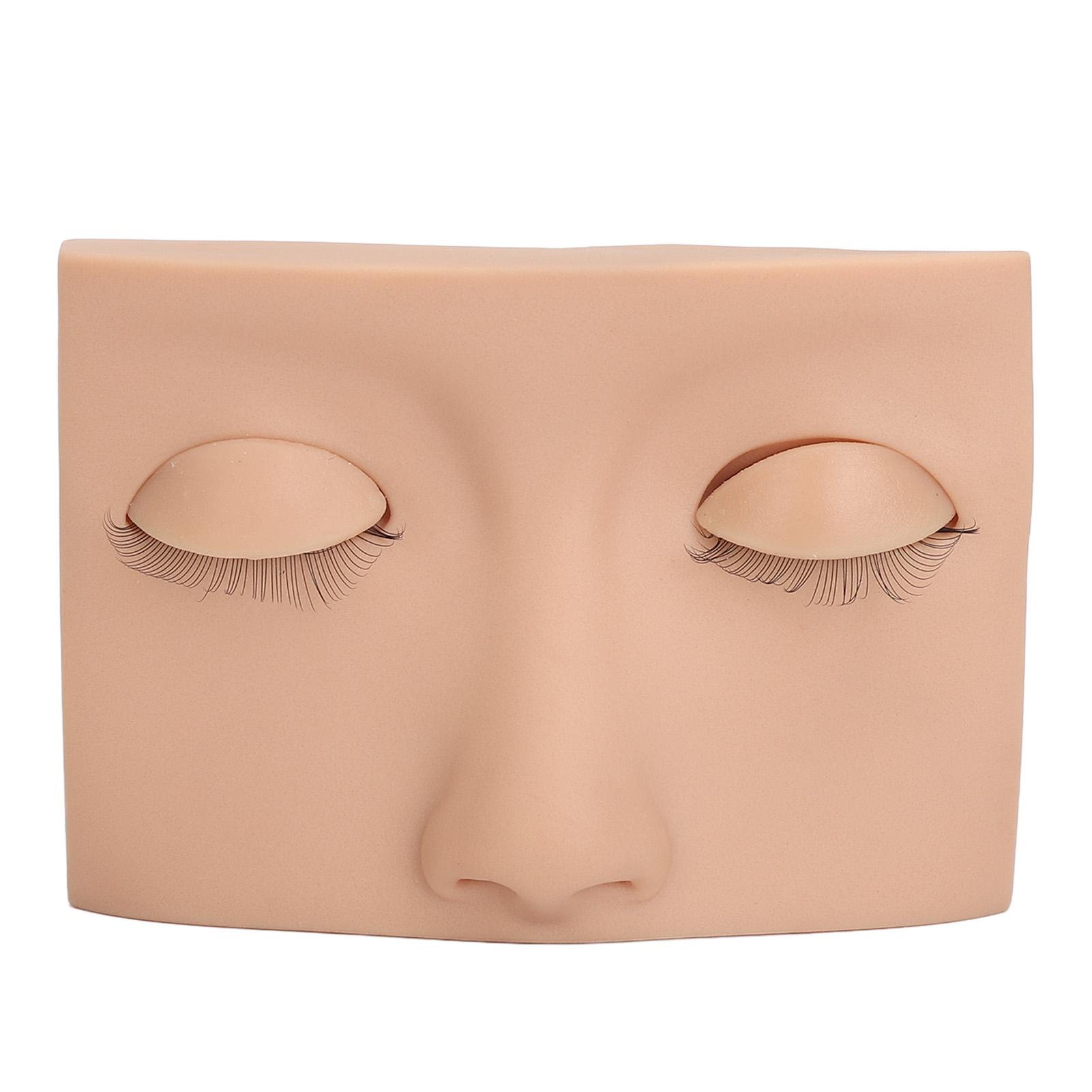 Wimpern Übungs-Mannequin Gesicht Silikon Wimpern Mannequin Kopf mit Doppelschichtigen Austauschbaren Augenlidern natur