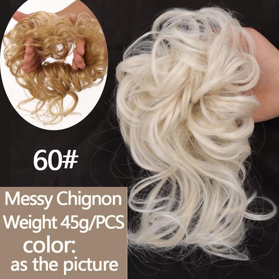 LUPU Flauschige Haarring-Perücke, synthetischer Haarknoten, Chignon, unordentliches lockiges Haarband, elastisch, Haargummi, falsche Haarteile für Frauen, Haarnadeln, Schwarz, Braun 15CM weiß