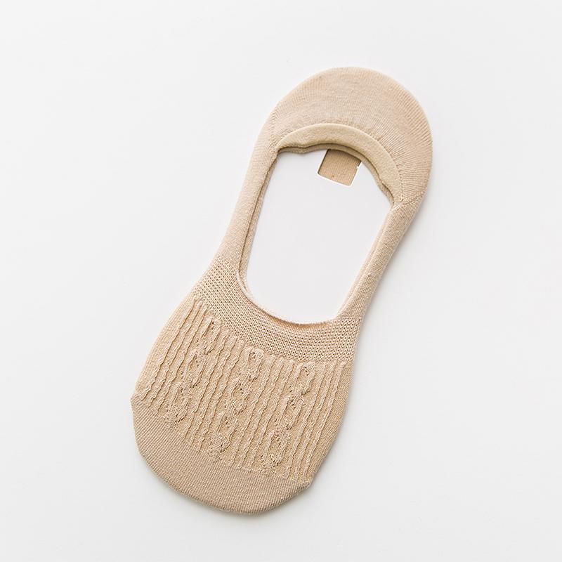 Unsichtbare Baumwoll-Crew-Socken für Damen, atmungsaktive Socken, niedrige Sommer-Slipper-Socken 35-39 beige