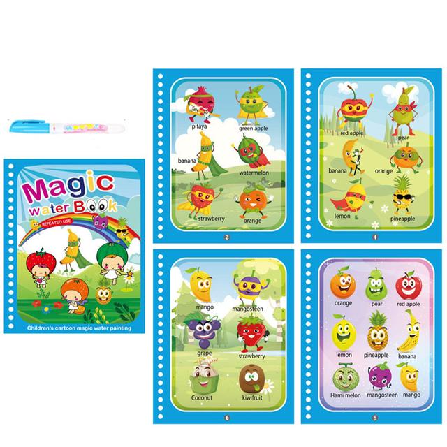 Montessori Spielzeug Wiederverwendbare Malbuch Magie Wasser Zeichnung Buch Malerei Zeichnung Spielzeug Sensorische Frühe Bildung Spielzeug für Kinder Fruit