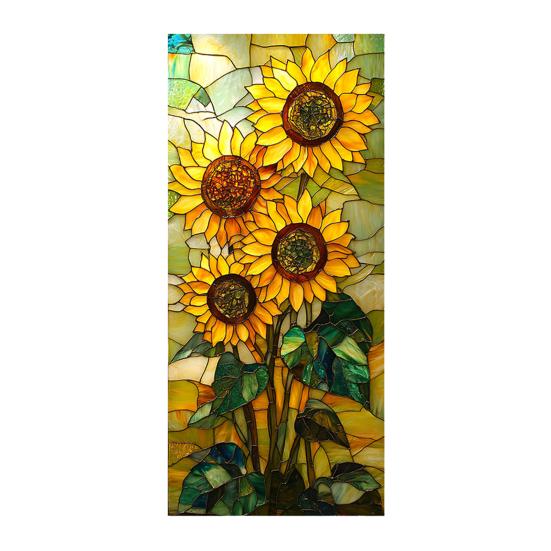 Fenster-Sichtschutzfolie Buntglas Floral Statische Fensterfolie Dekorativ UV-Blockierend Hitzeregulierend Glasaufkleber für Glastüren Fenster E