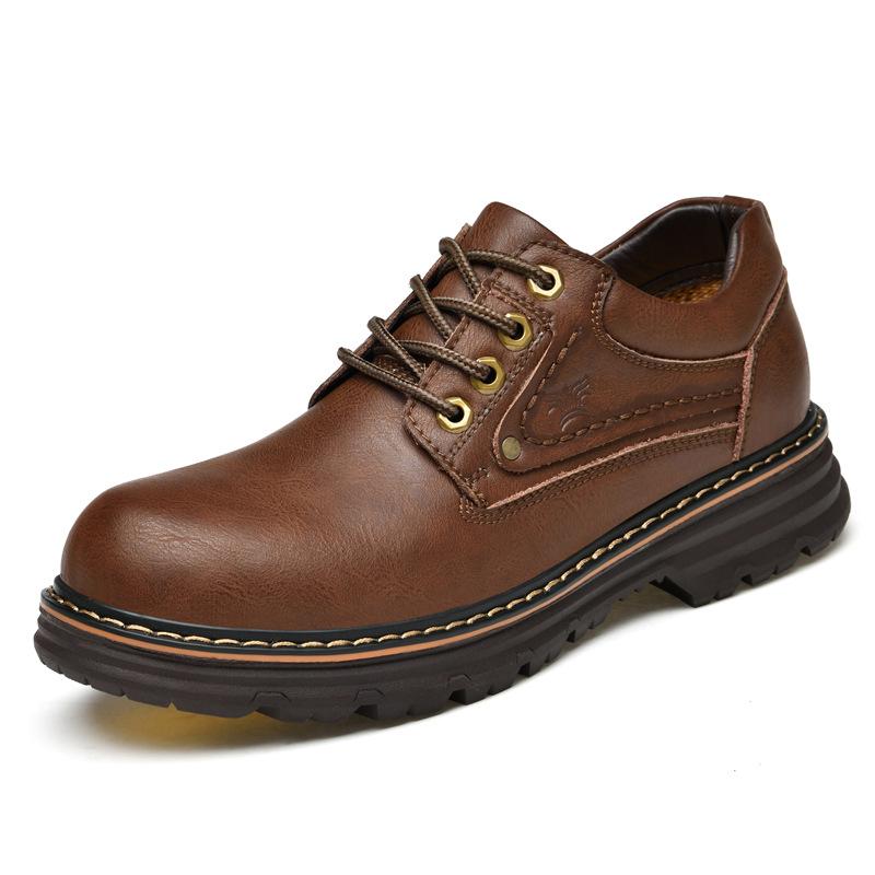 Echtes Leder Outdoor-Arbeitsschuhe Big Head Lederschuhe Arbeitsschutzschuhe Verschleißfeste rutschfeste Freizeitschuhe 45