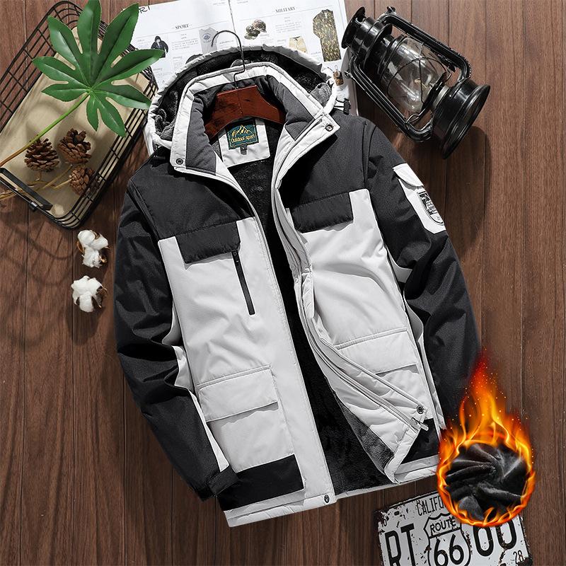 Winter-Outdoor-Jacken, große Herren-Outdoor-Angelanzüge, winddichte und kältebeständige sowie samtverdickte Bergsteigeranzüge M elfenbein
