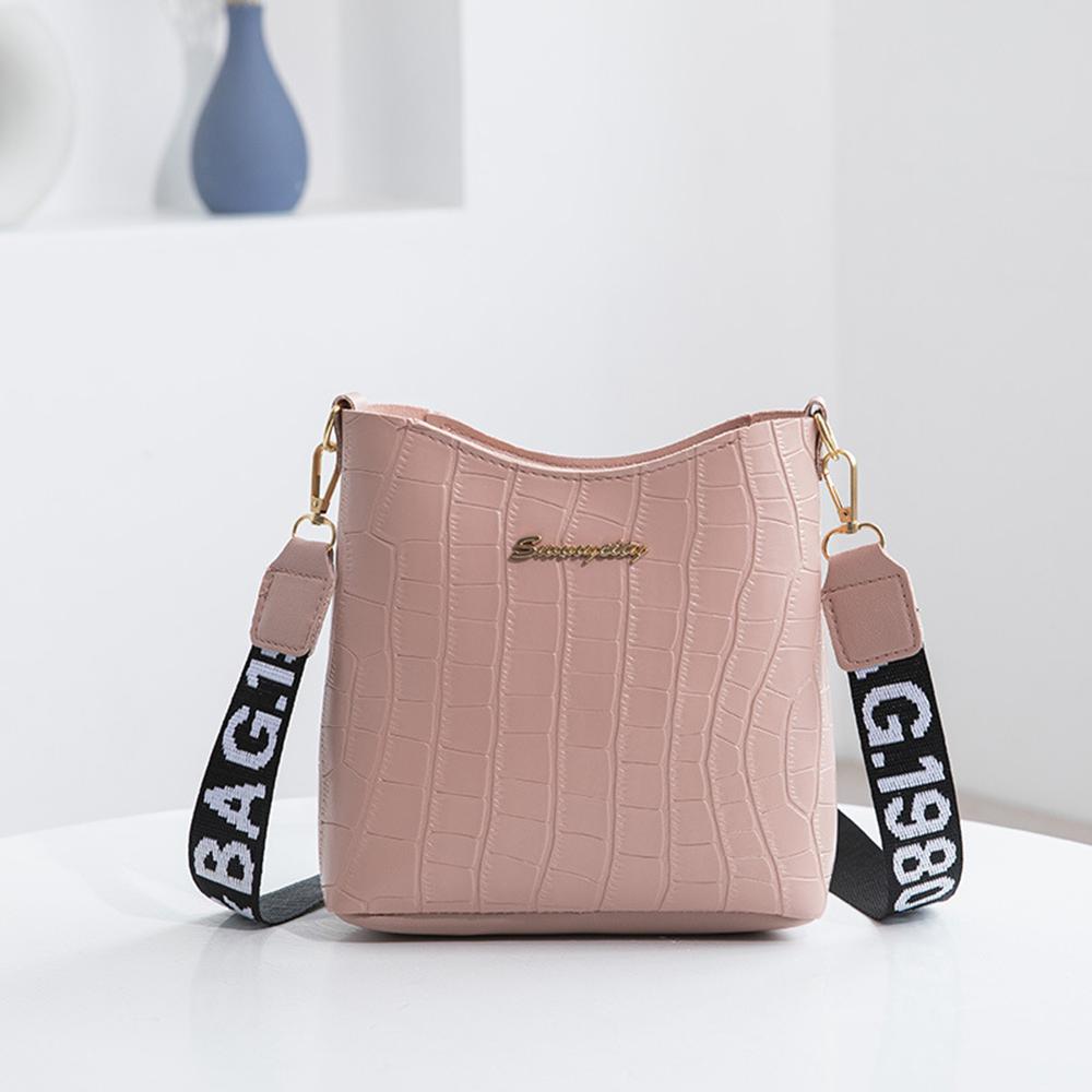 Lässige Damen-Umhängetasche, Mini-Umhängetasche, Eimer-Handtasche, weibliche Messenger-Taschen für Frauen, Damen-Handtaschen, neue Krokodil-Geldbörse rosa