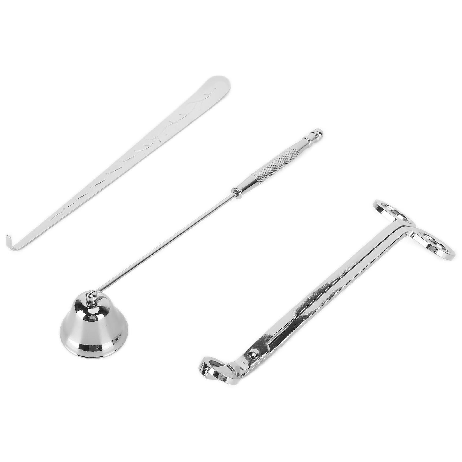 3PCS Kerze Zubehör Set Kerze Docht Trimmer Cutter Snuffer Feuerlöscher Docht Löffel Geschenk silber
