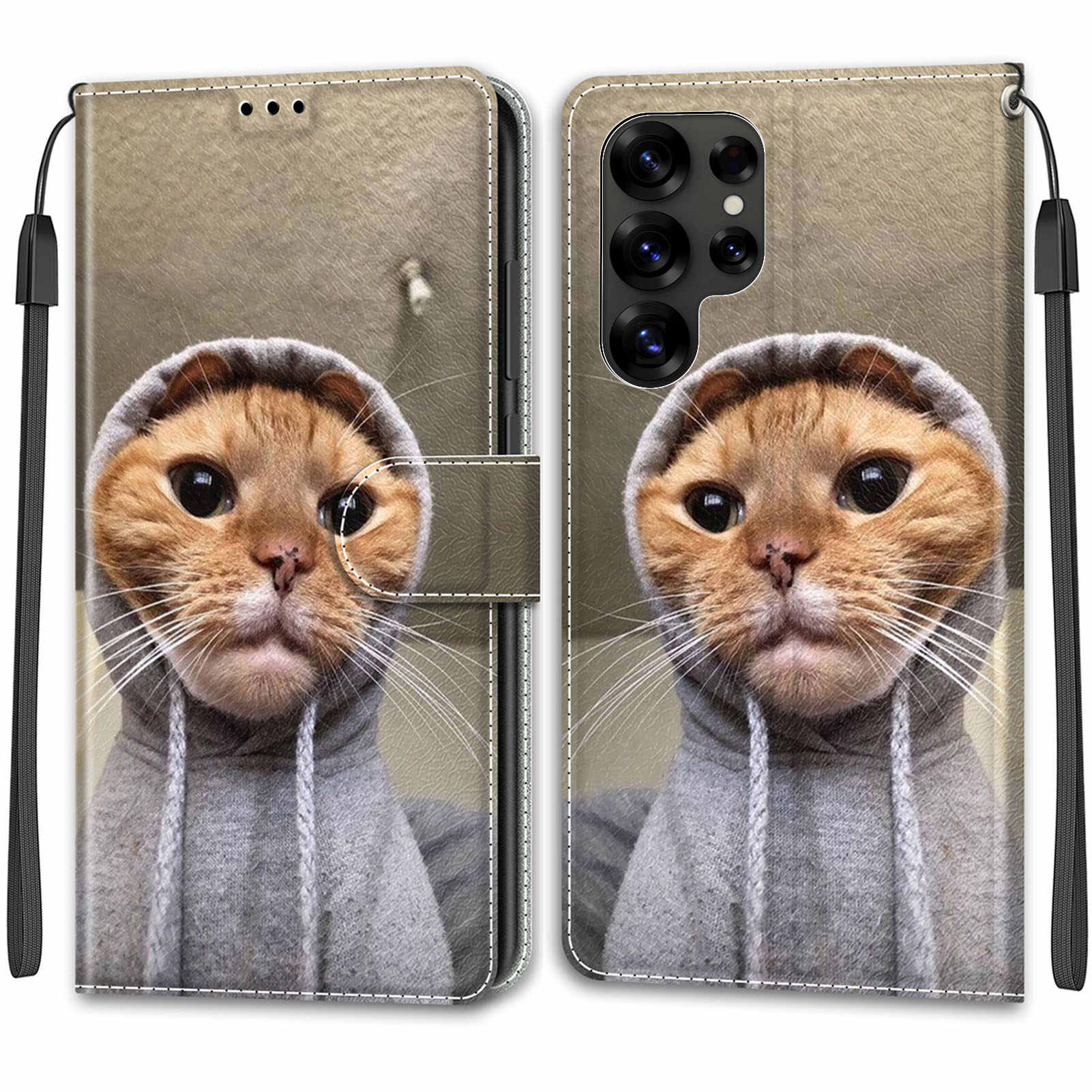 Luxuriöse, bemalte Ledertasche im Buchstil, Schutzhülle für Samsung Galaxy S25 S24 S23 S22 S21 S20 Plus Ultra/Samsung A36 A26 A16 A06 A55 A35 Samsung Galaxy A22 4G