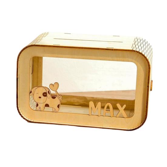 Holz Sparschwein für Kinder Sichtfenster Geld Sparbox Niedlicher Bargeld Tresor Behälter für Kleinkinder Jungen Mädchen Geburtstag Weihnachtsgeschenk M khaki