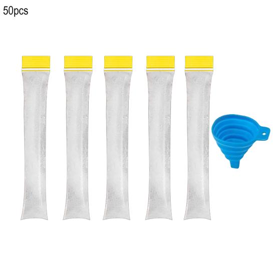 50/100 Stück Einweg Eis am Stiel Beutel BPA-frei Gefrierbeutel mit Zip-Verschlüssen und Trichter Auslaufsichere DIY Eis am Stiel Form für Eis Pops Joghurt Saft Smoothies L 50pcs gelb